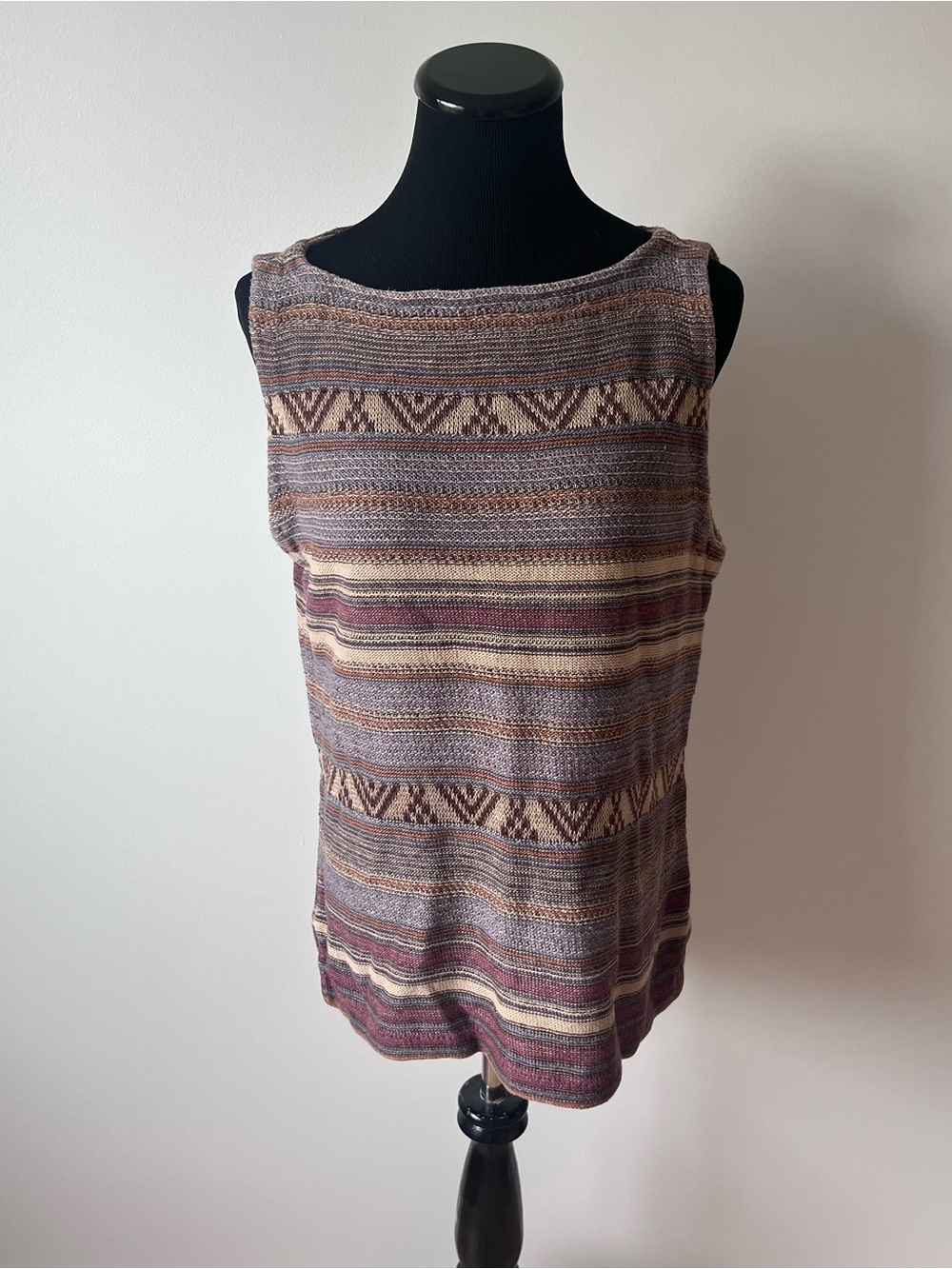 Ralph Lauren Striped Knit Tank in Mauve, Cream and Gray